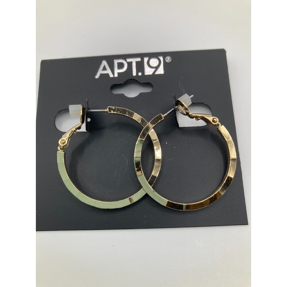 APT. 9 Gold Tone Plastic Hoop Earrings w/ Textural Accents NWT